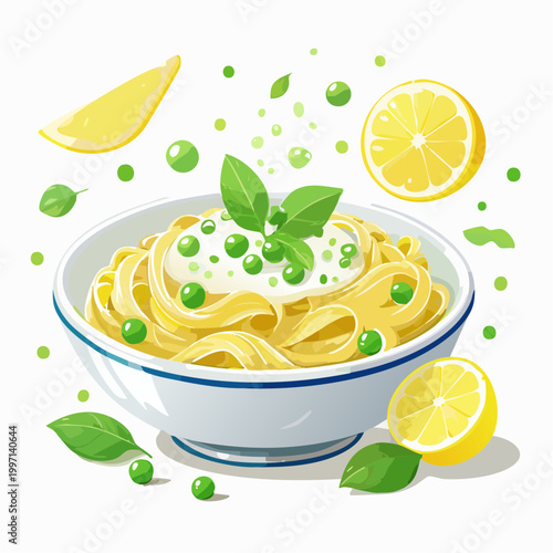 Pasta-Bowl mit Zitronensauce und Erbsen – leichte Frühlingsküche