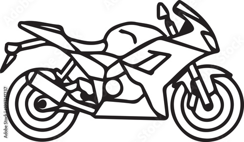 Racing Motorcycle Line Art Vector
