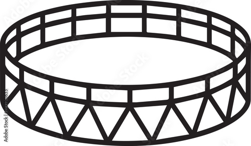 A minimalist graphic representation of a modern water tank, offering a glimpse into infrastructure and engineering.