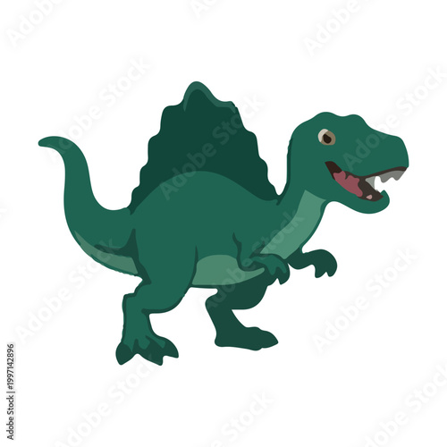 Cute Cartoon Spinosaurus Dinosaur Character Illustration