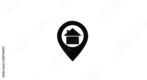 Map pin location icon with house silhouette for real estate search and property navigation Free Download Map pin location icon with house silhouette for real estate search and property navigation - GFXLoad