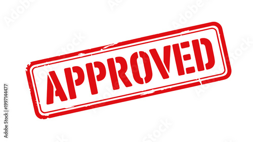 Red rubber stamp with the word approved isolated on transparent background