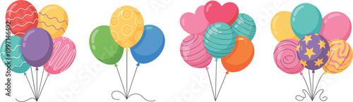 Colorful balloons vector set festive celebration helium balloons collection party decoration isolated illustration design elements