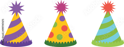 Fotografía Colorful party hats vector set festive birthday celebration cone hats isolated d