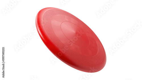 Red plastic flying disc isolated on transparent background