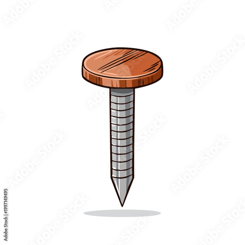 Simple Copper Head Nail with Textured Metal Shank Pointed Tool for Construction and DIY Projects