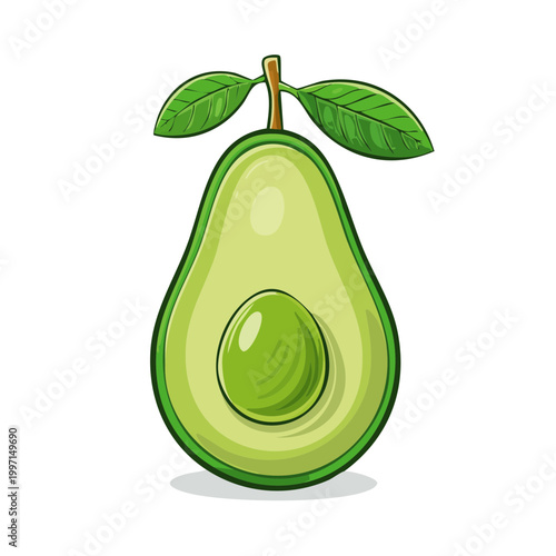 Fresh Green Avocado Halved Revealing Vibrant Creamy Interior and Smooth Pit