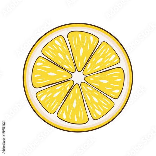 Vibrant cross-section of a juicy lemon, showcasing its bright yellow segments and fresh citrus pulp