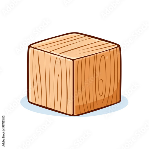 Simple wooden cube with visible wood grain pattern and rounded edges