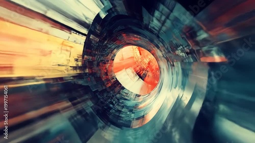 Abstract digital artwork of a dynamic geometric shape with colors
