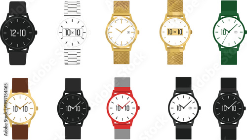 Tableau sur toile Stylish Collection of Various Wristwatches with Different Strap and Dial Designs