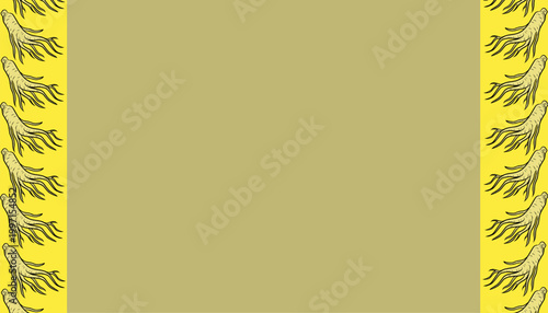 Ginseng Background. Handdrawn Root Illustration. Herbal Botanical Background. for Packaging Textile Design