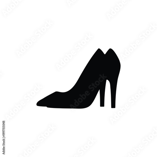 Pair of high heel shoe silhouette icon vector flat design.