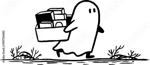 Ghost running while carrying crate across sparse outdoor ground