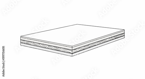 A simple, flat drawing of a layered material, possibly plywood or a mattress