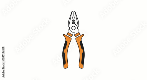 A simple illustration of combination pliers with orange and black handles