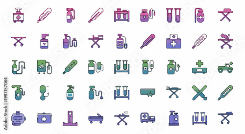 Collection of various office supplies icons.