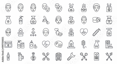 Collection of Beauty and Healthcare Icons.