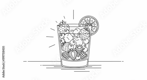 A refreshing glass of mixed berries and ice, garnished with citrus