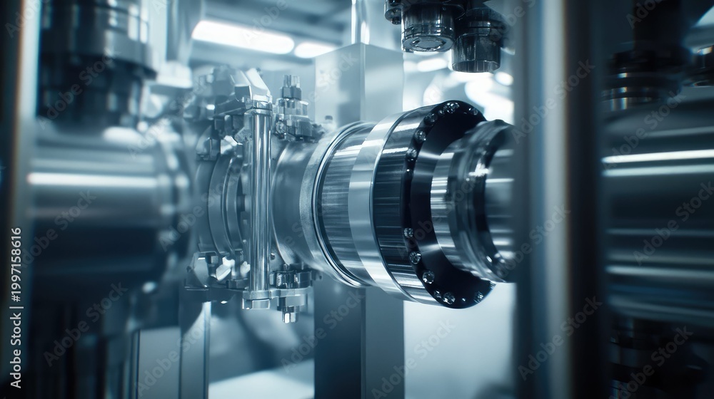 Fototapeta premium Industrial precision engineering machine operating in factory