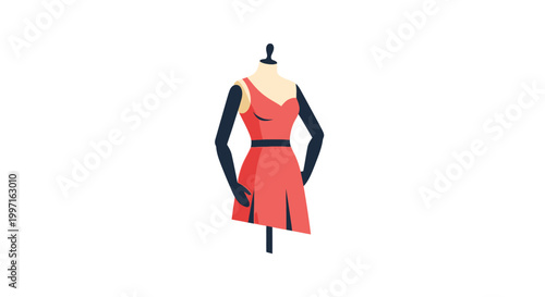 Minimalist Fashion Illustration: Dress on a Mannequin in a Clean and Simple Composition
