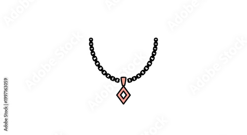 Minimalist Jewelry Illustration Featuring a Diamond Pendant and Chain Necklace
