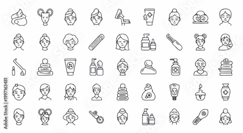 Collection of beauty and skincare icons for personal care.