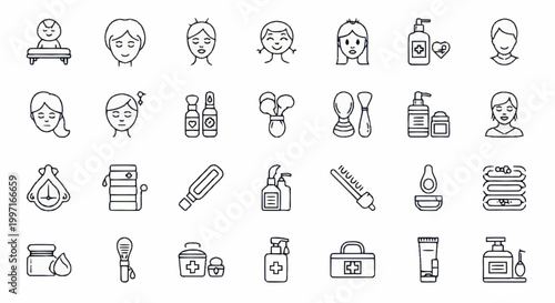 Collection of Medical and Beauty Icons for Health and Wellness.