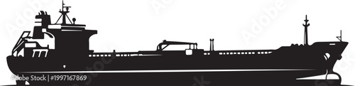 Cargo ship, tanker silhouette, black vessel, industrial boat