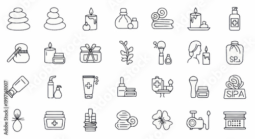 Spa and wellness icons set collection.