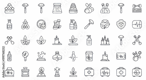 Collection of beauty and wellness icons for spa and self-care.