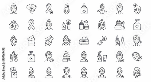 Beauty and Skincare Icons Collection.