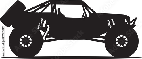 Black off-road buggy, vector silhouette, racing car, monster truck
