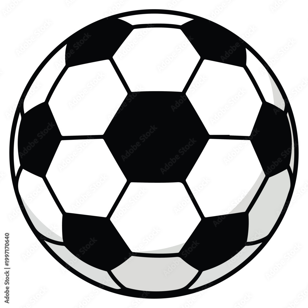 Fototapeta premium Classic Black and White Soccer Ball Flat Vector Illustration