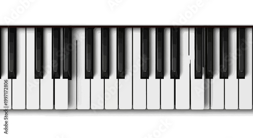 A classic musical keyboard with black and white piano keys.