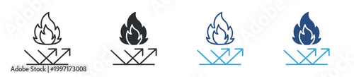 Fireproof icon set. Heat protection symbol. Flame resistance and thermal safety icons, vector illustration.

