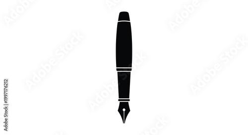 A striking black silhouette of a vintage fountain pen elegantly displayed silhouette