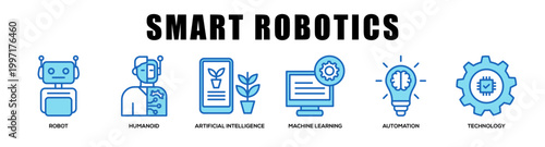 blue - Smart Robotics web banner icon vector illustration concept