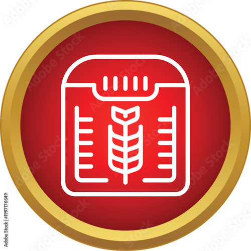 Digital scale icon showcasing wheat grain for diet and health monitoring