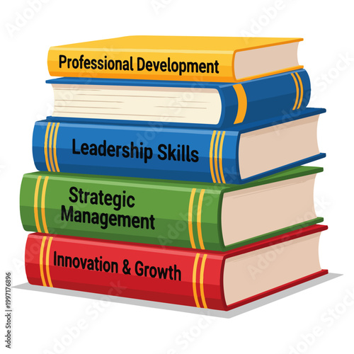 Stacked Professional Development Business Book Vector Illustration