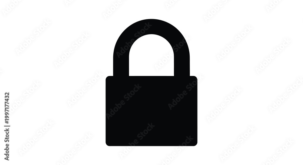 Naklejka premium A simple black padlock graphic showcasing security and protection a striking silhouette