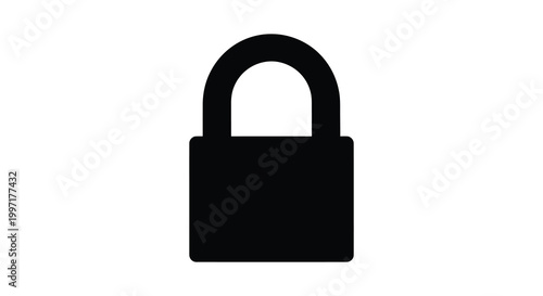 A simple black padlock graphic showcasing security and protection a striking silhouette