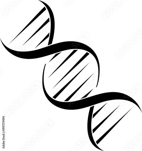 Black DNA Double Helix Spiral Icon Vector Illustration - Minimalist Medical, Genetic, and Biological Science Symbol Isolated