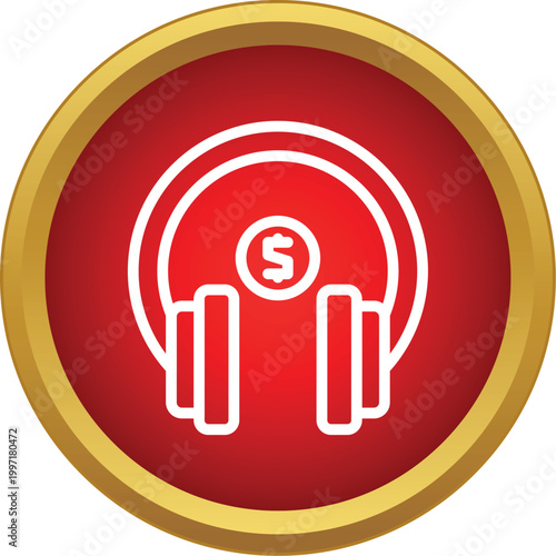 Headphones icon with dollar sign symbolizing audio entertainment and financial earnings