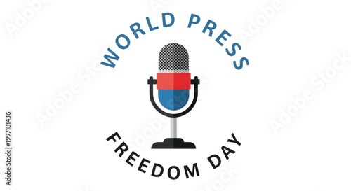 World Press Freedom Day Microphone Symbol for Journalism News Broadcasts and Global Communication