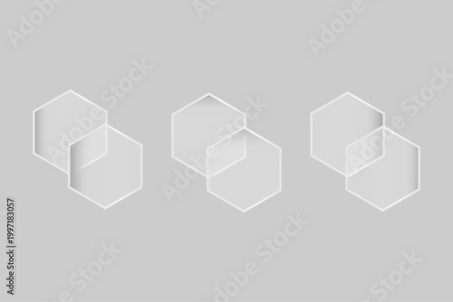 Minimalist white geometric shapes abstract 3d rendered composition