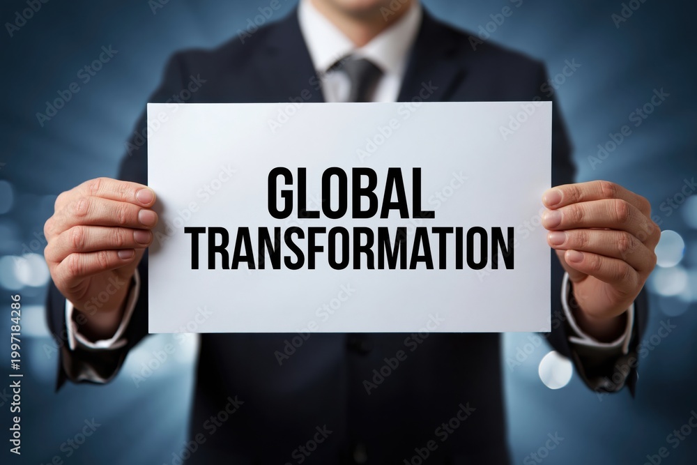Obraz premium Business Leader Presenting the Idea of Global Transformation