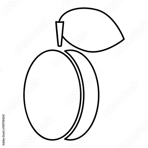 Plum prune contour outline line icon black color vector illustration image thin flat style