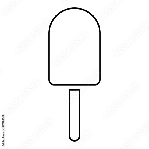 Ice-cream icecream popsicle with chocolate glaze stick Eskimo Summertime refreshing dessert contour outline line icon black color vector illustration image thin flat style