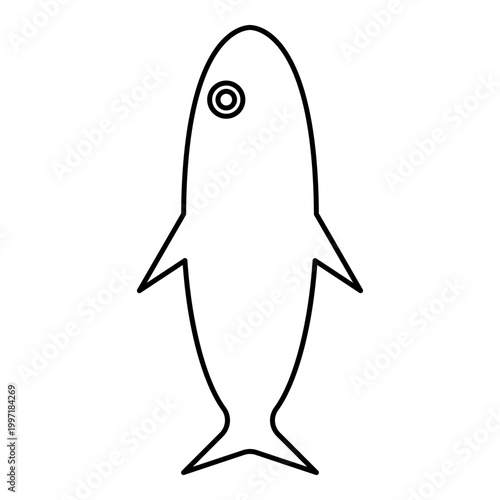 Fish silhouette contour outline line icon black color vector illustration image thin flat style
